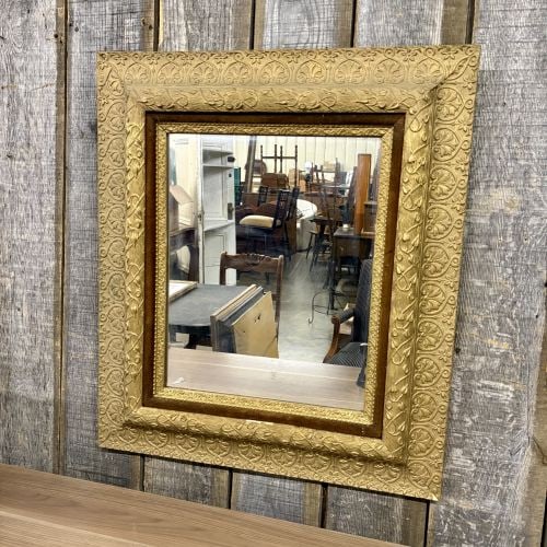 Late 19th Century Victorian Gilt Gesso and Wood Wall Mirror with Velvet Liner (1 of 6)