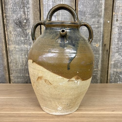 19th Century French Three-Handle Glazed Stoneware Oil Jug (1 of 6)