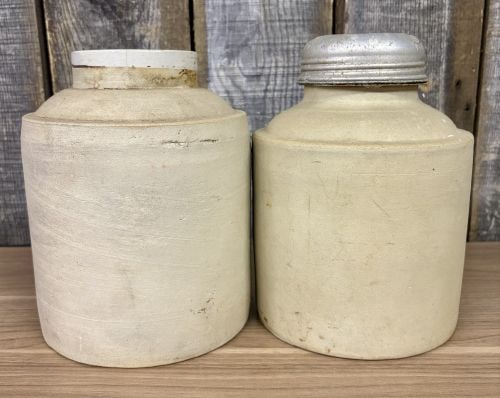 A Pair of One Gallon Stoneware Canning Jars with Metal Lid (1 of 6)