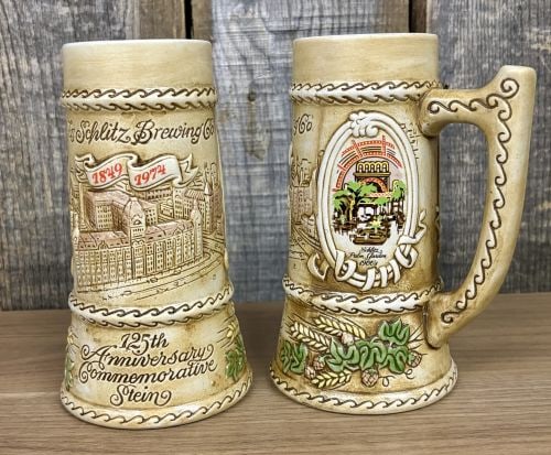 A Pair of Jos. Schlitz Brewing Co. 125th Anniversary Commemorative Steins by Ceramarte (1 of 5)