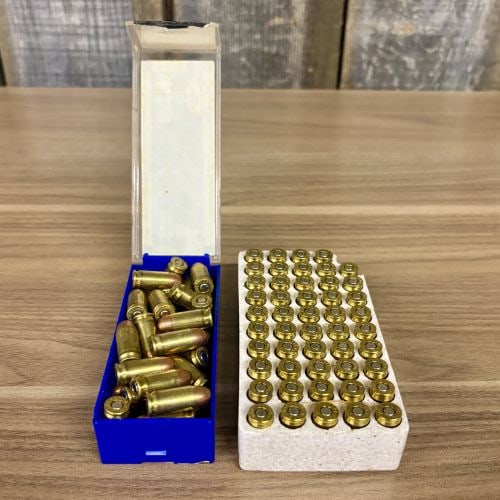 A Lot of App. 71 Rounds of Globe 380 Auto Ammunition: This lot features a total of App. 71 rounds of .380 Auto handgun ammunition. The cartridges are comprised of brass casings and copper-jacketed round-nose full metal jacket projectiles. Verbatim headst