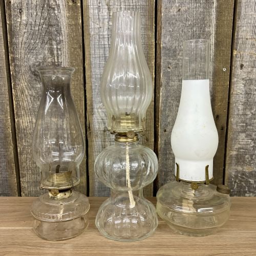 A Trio of Vintage Glass Kerosene Oil Lamps (1 of 12)