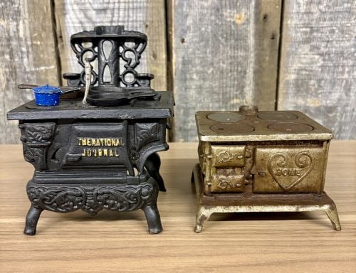 Two Antique Miniature Cast Iron Toy Stoves (1 of 6)