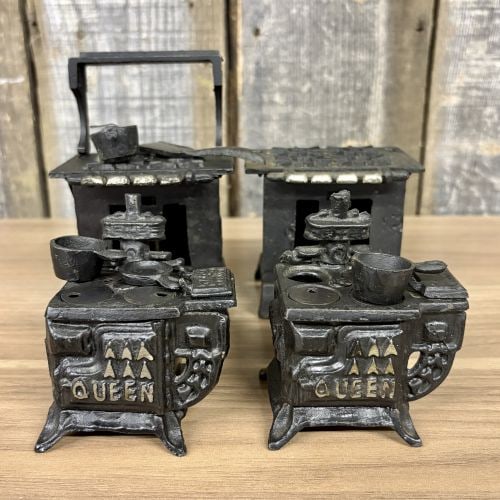 A Collection of Vintage Miniature Cast Iron Toy Stoves including Queen Models (1 of 5)