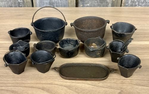 A Collection of Fourteen Vintage Miniature Cast Iron Cookware and Hearth Items (1 of 5)