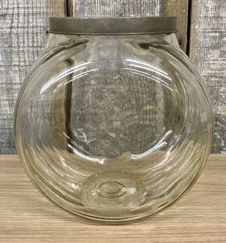 Vintage Ribbed Glass Kitchen Cabinet Jar in the Style of Sellers (1 of 6)