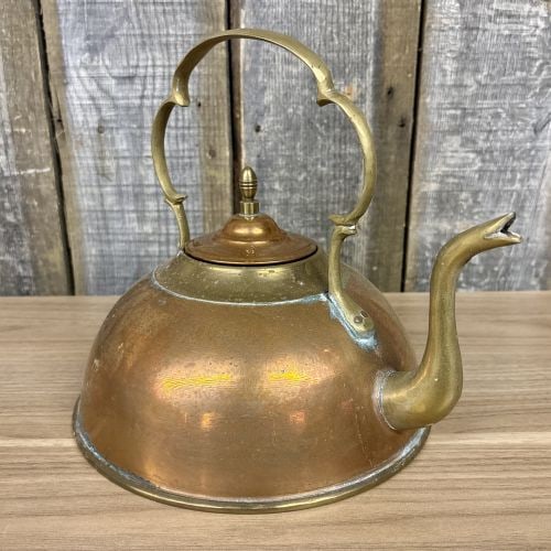 Ethan Allen Colonial Revival Spun Copper and Cast Brass Tea Kettle (1 of 7)