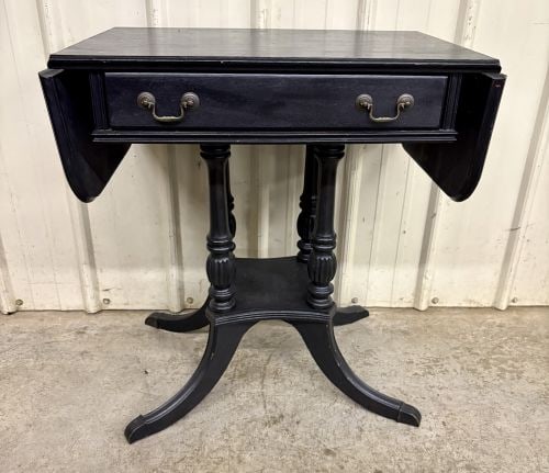 Federal Style Ebonized Drop-Leaf Side Table (1 of 6)