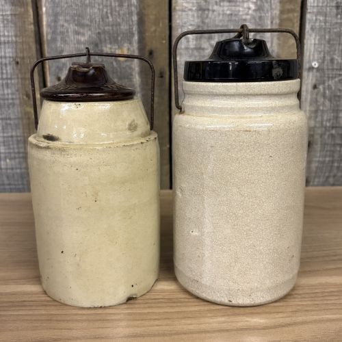 A Pair of Antique American Stoneware Canning Jars including The Weir Patent March 1 1892 (1 of 7)