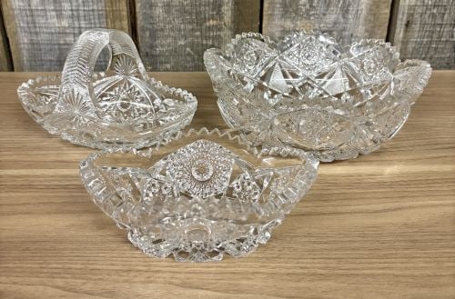 A Trio of American Brilliant Period Style Cut Glass Tablewares (1 of 8)