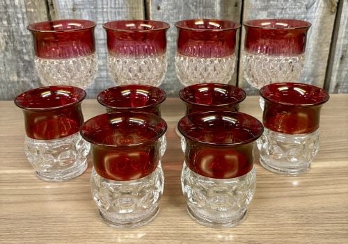 A Ten-Piece Collection of American Ruby Flashed Pressed Glass Tableware (1 of 7)