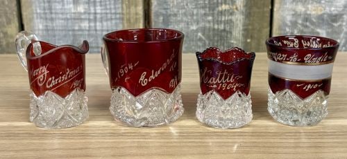 A Collection of Ruby-Stained EAPG Souvenir Glassware (1 of 10)