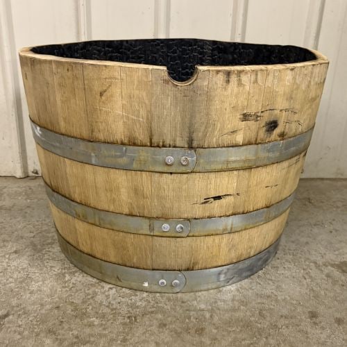 Repurposed Oak Whiskey Half-Barrel Planter (1 of 4)