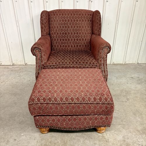 Lancer Inc. Traditional Wingback Armchair and Matching Ottoman (1 of 8)