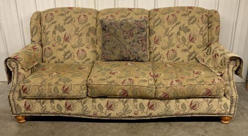 Lancer Inc. Traditional Wingback Style Floral Tapestry Three Cushion Sofa (1 of 8)