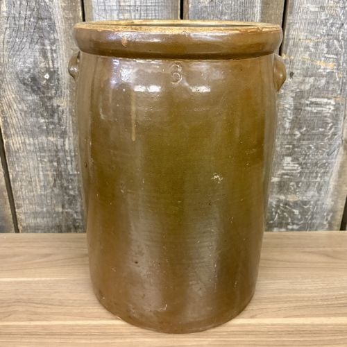 Three-Gallon Brown Slip-Glazed Stoneware Storage Crock (1 of 5)