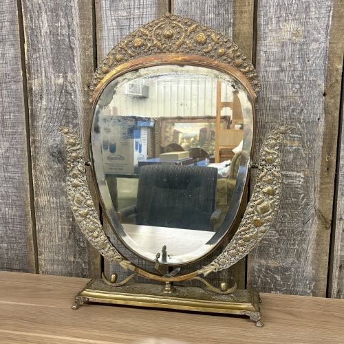 Persian Isfahan Style Pierced Metal Tabletop Swivel Mirror (1 of 5)