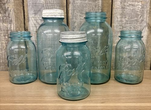 A Collection of Ball Perfect Mason Aqua Blue Glass Jars (1 of 5)