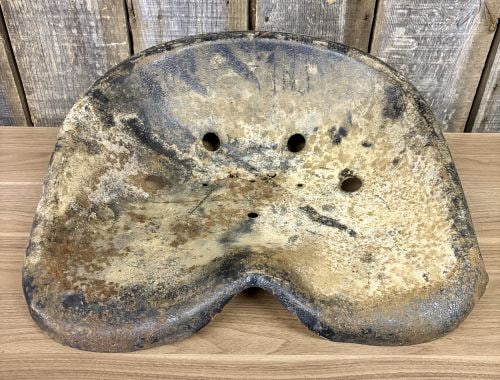 Vintage Cast Metal Pan-Style Tractor Seat with Pivoting Mounting Bracket (1 of 4)