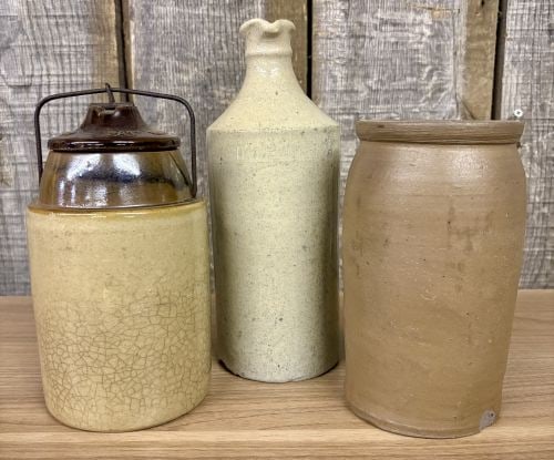 Three Antique American Stoneware Vessels Including a Weir Patented Fruit Jar (1 of 10)