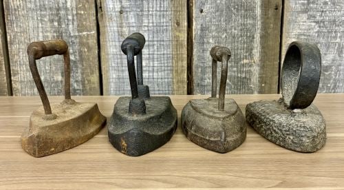 A Group of Four Antique Cast Iron Sad Irons Including Colebrookdale and Wapak Examples (1 of 8)
