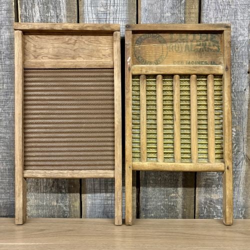 A Pair of Antique Wooden Washboards including Luthe Royal Brass and Metal Product Mfg. Co. (1 of 6)