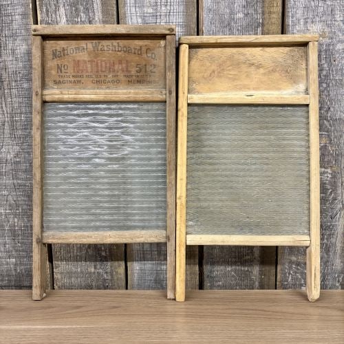 A Pair of National Washboard Co. Glass and Wood Washboards Nos. 512 and 80 (1 of 7)