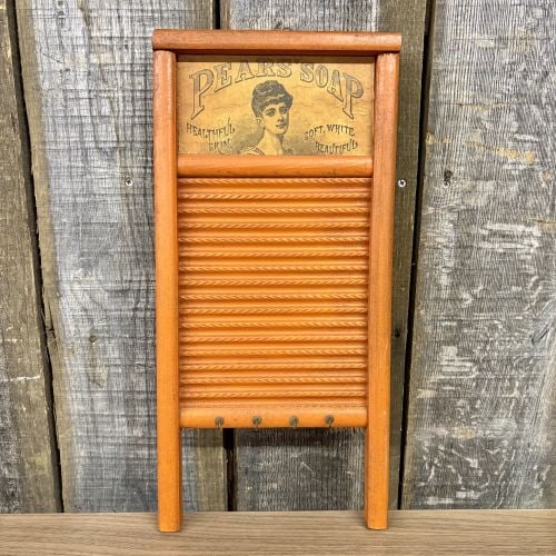 Vintage Columbus Washboard Co. Ideal Model Small Washboard with Pears Soap Advertising and Hooks (1 of 4)