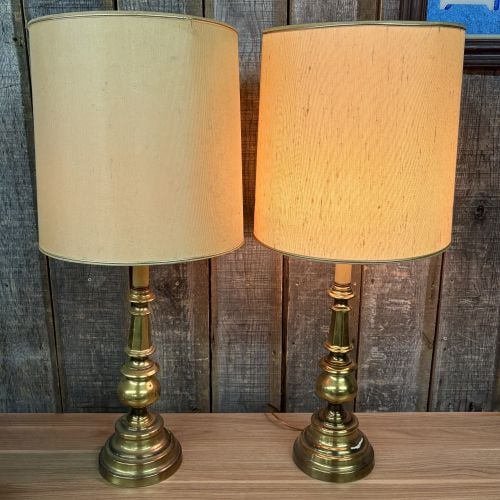 A Pair of Mid-Century Traditional Brass Table Lamps Attributed to Stiffel (1 of 11)