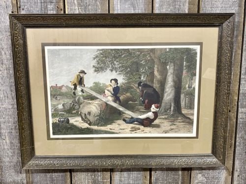 Thomas Webster, Hand-Colored Restrike Engraving, See-Saw (1 of 7)