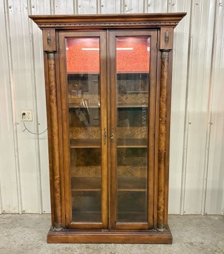 Italian Neoclassical Style Lighted Burl Wood Display Cabinet (1 of 14)
