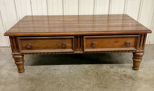 Thomasville Ernest Hemingway Collection Rustic European Style Carved Wood Coffee Table (1 of 10)