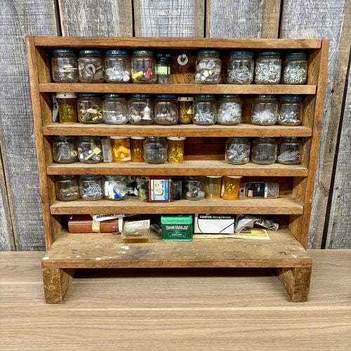 Vintage Hand-Built Wooden Hardware Storage Rack with Assorted Vintage Containers and Hardware (1 of 5)