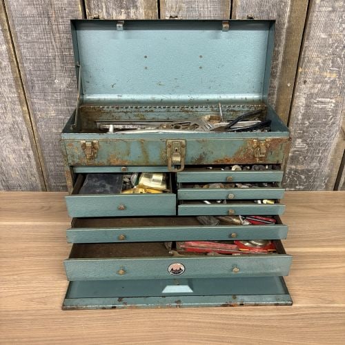 A Vintage Waterloo Model JL-70 Steel Machinist Tool Chest and Assorted Tools (1 of 10)