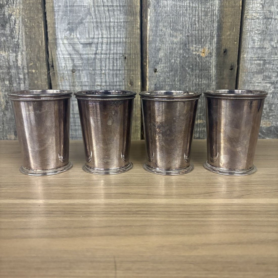 A Set of Four I. Freeman and Son Silver-Plated Patrick Henry Pattern Mint Julep Cups (1 of 7)
