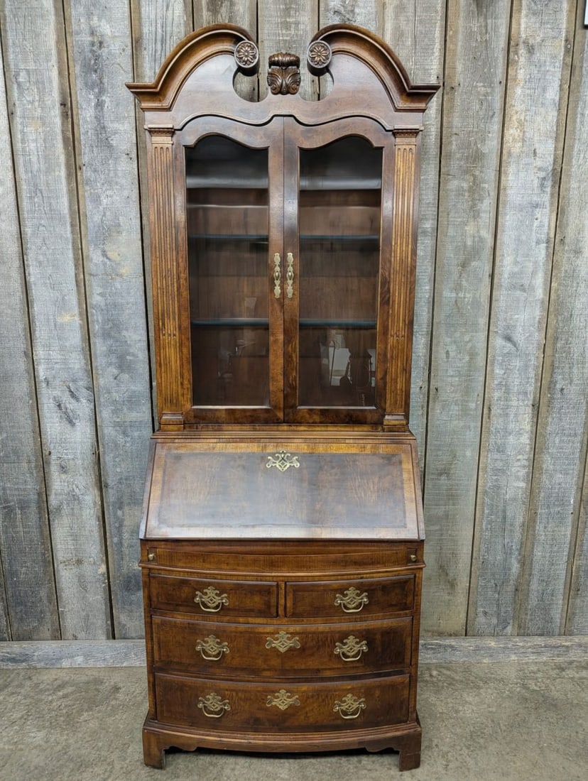Henredon Aston Court Collection Burl Walnut Secretary Bookcase (1 of 17)