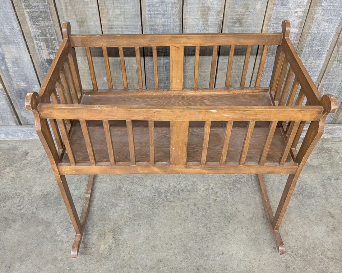 Mission Style Oak Rocking Cradle (1 of 8)