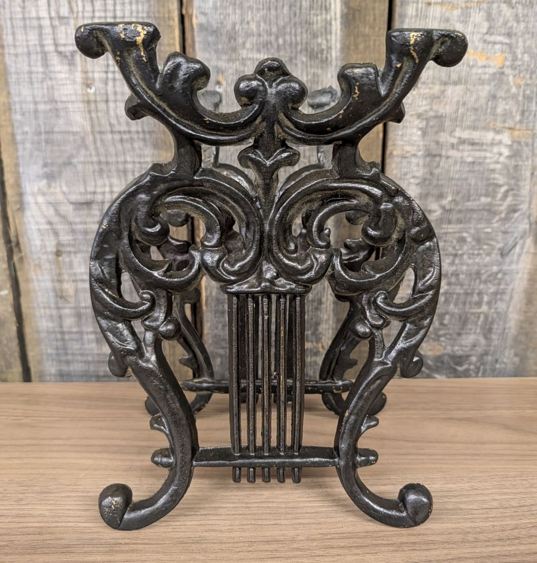 Cast Iron Lyre Form Magazine Rack (1 of 7)