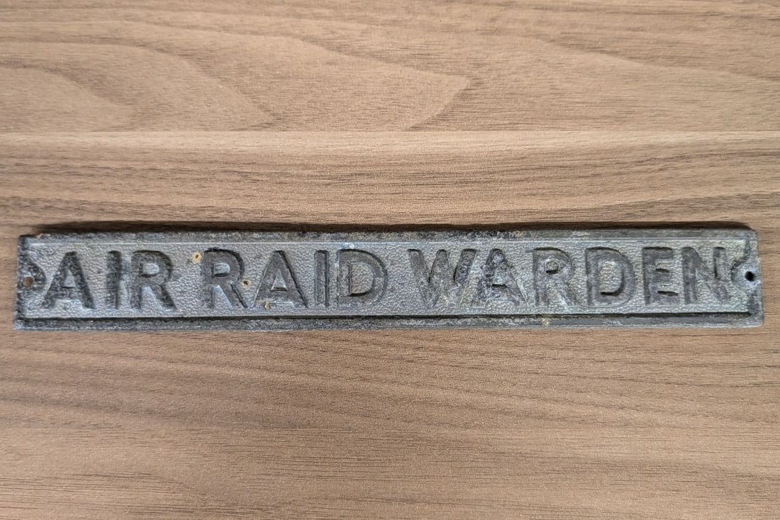 World War II ARP Air Raid Warden Cast Metal Sign (1 of 5)