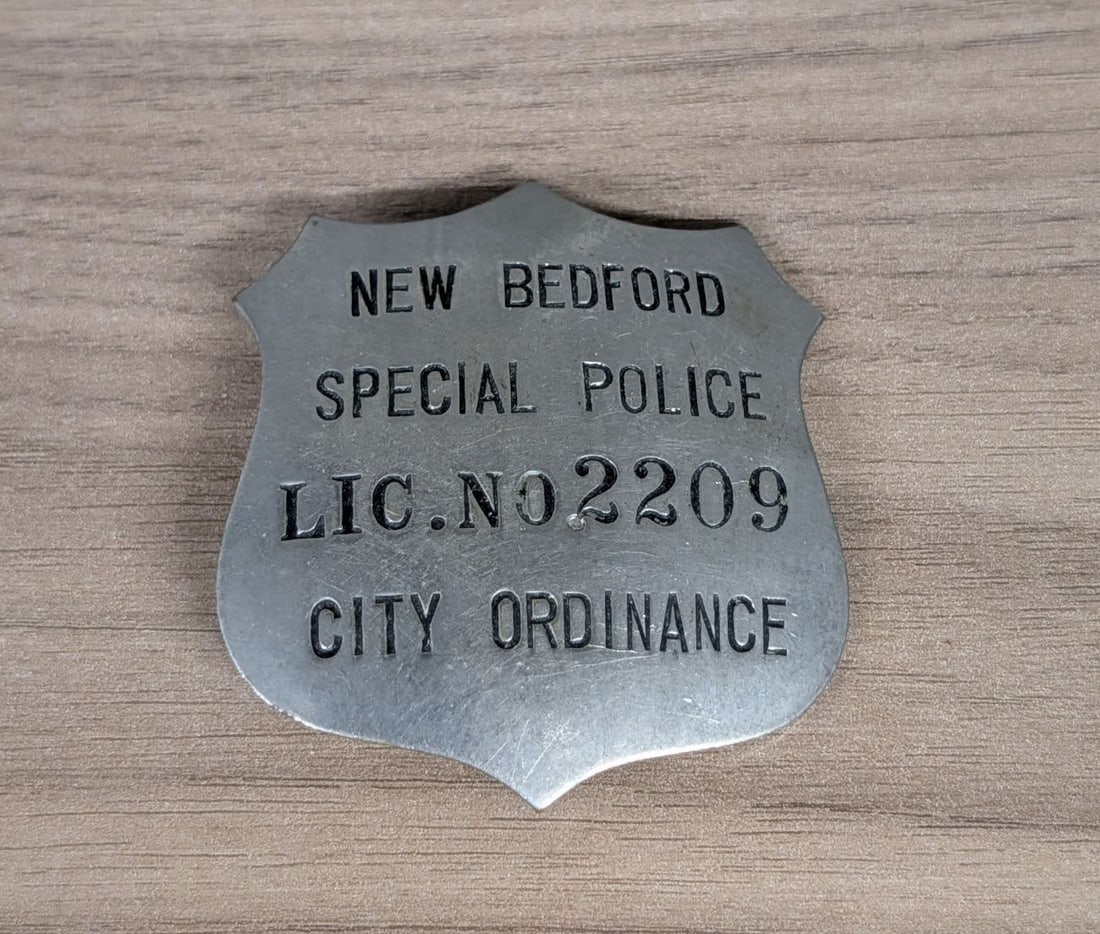 New Bedford Massachusetts Special Police Badge License Number 2209 (1 of 3)