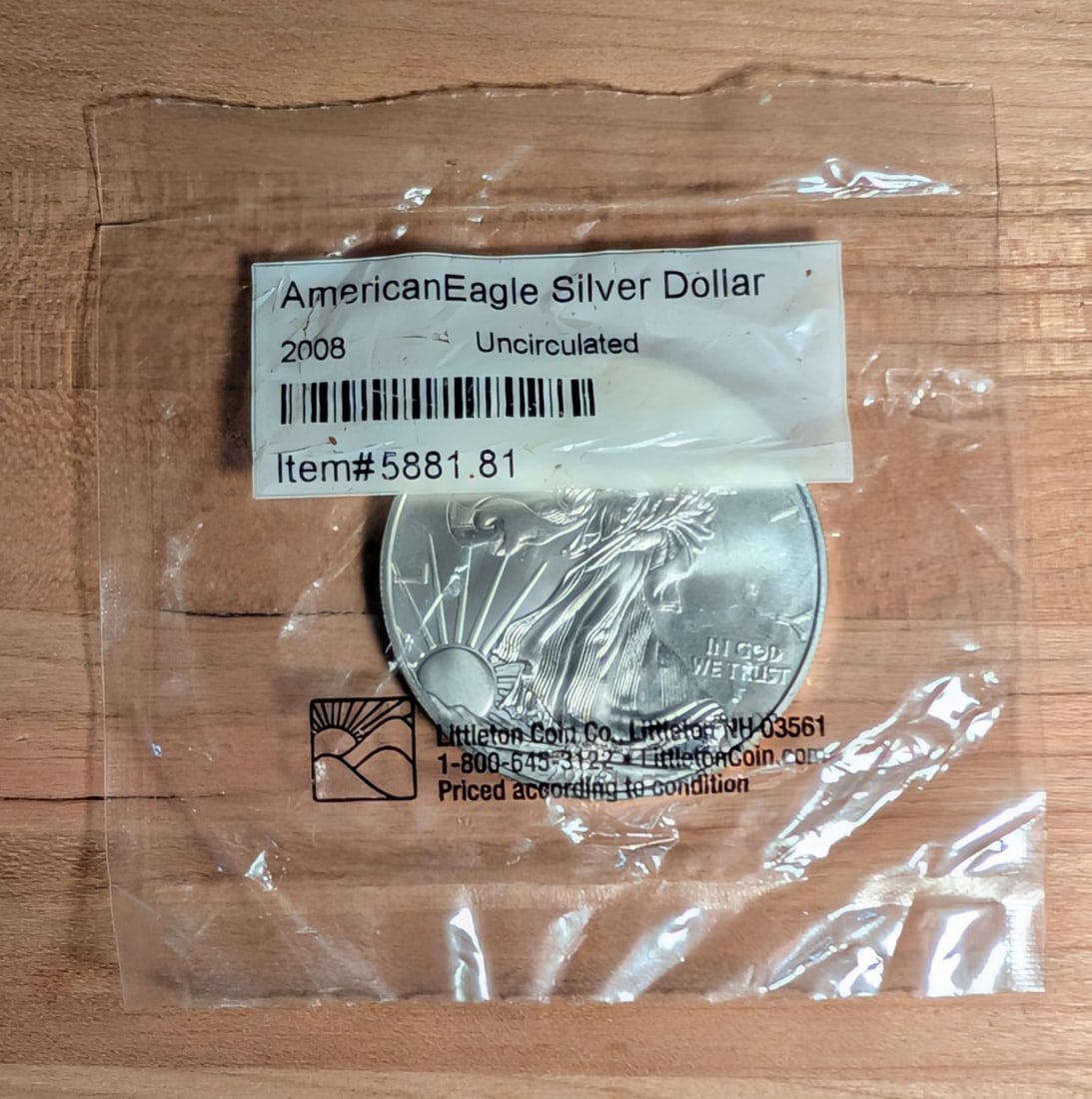 2008 American Eagle 1 oz .999 Fine Silver Dollar: This 2008 United States American Eagle silver bullion coin, struck by the United States Mint, contains 1 troy ounce of .999 fine silver. The obverse depicts the Walking Liberty design with the inscrip