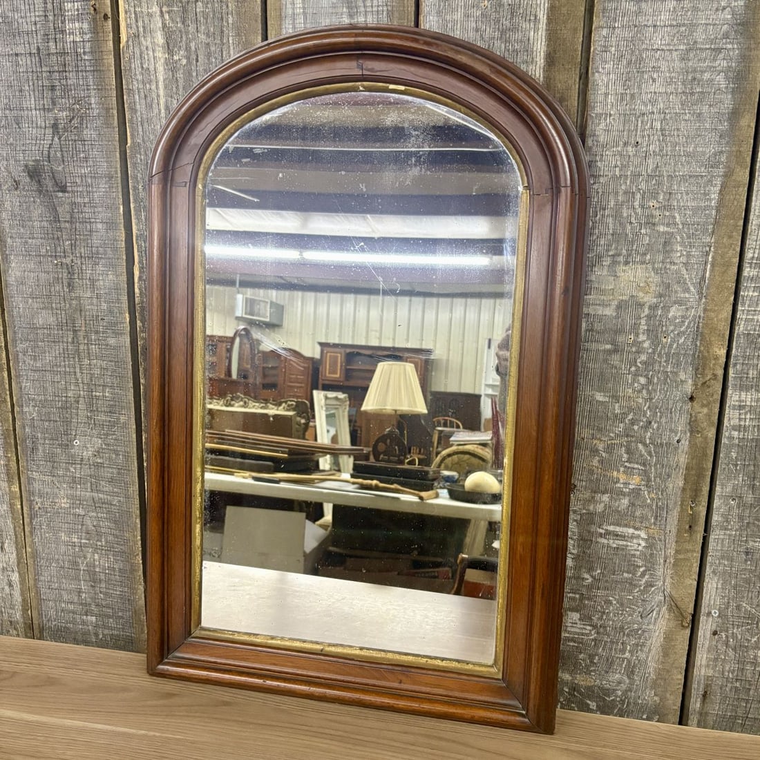19th Century Arched Wood Wall Mirror with Gilt Liner (1 of 7)
