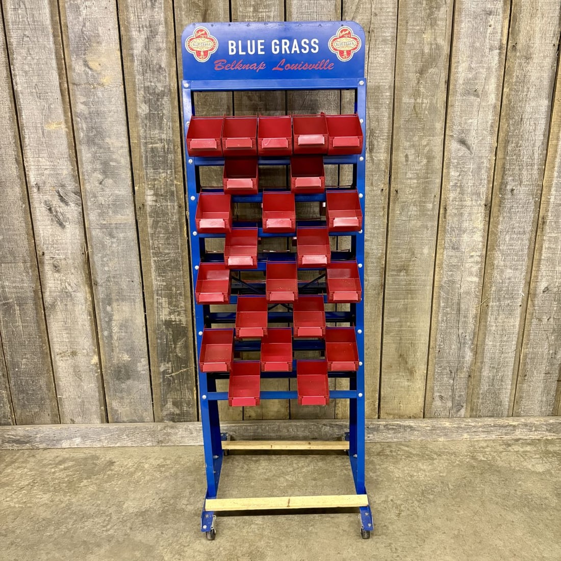 Belknap Blue Grass Vintage Double Sided Rolling Metal Hardware Store Display Rack (1 of 17)