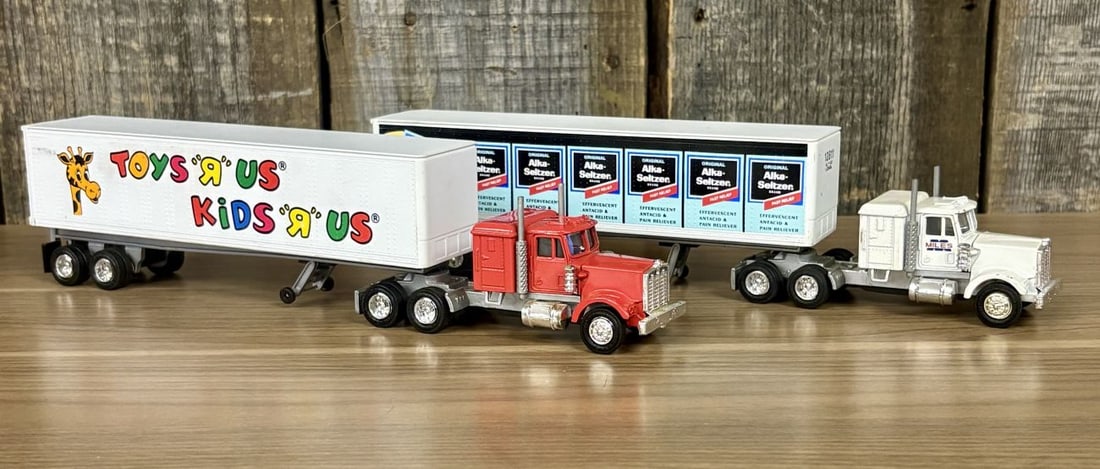 A Pair of Lionel Die-cast Semi-Tractor Trailers with Toys R Us and Alka-Seltzer Branding (1 of 9)