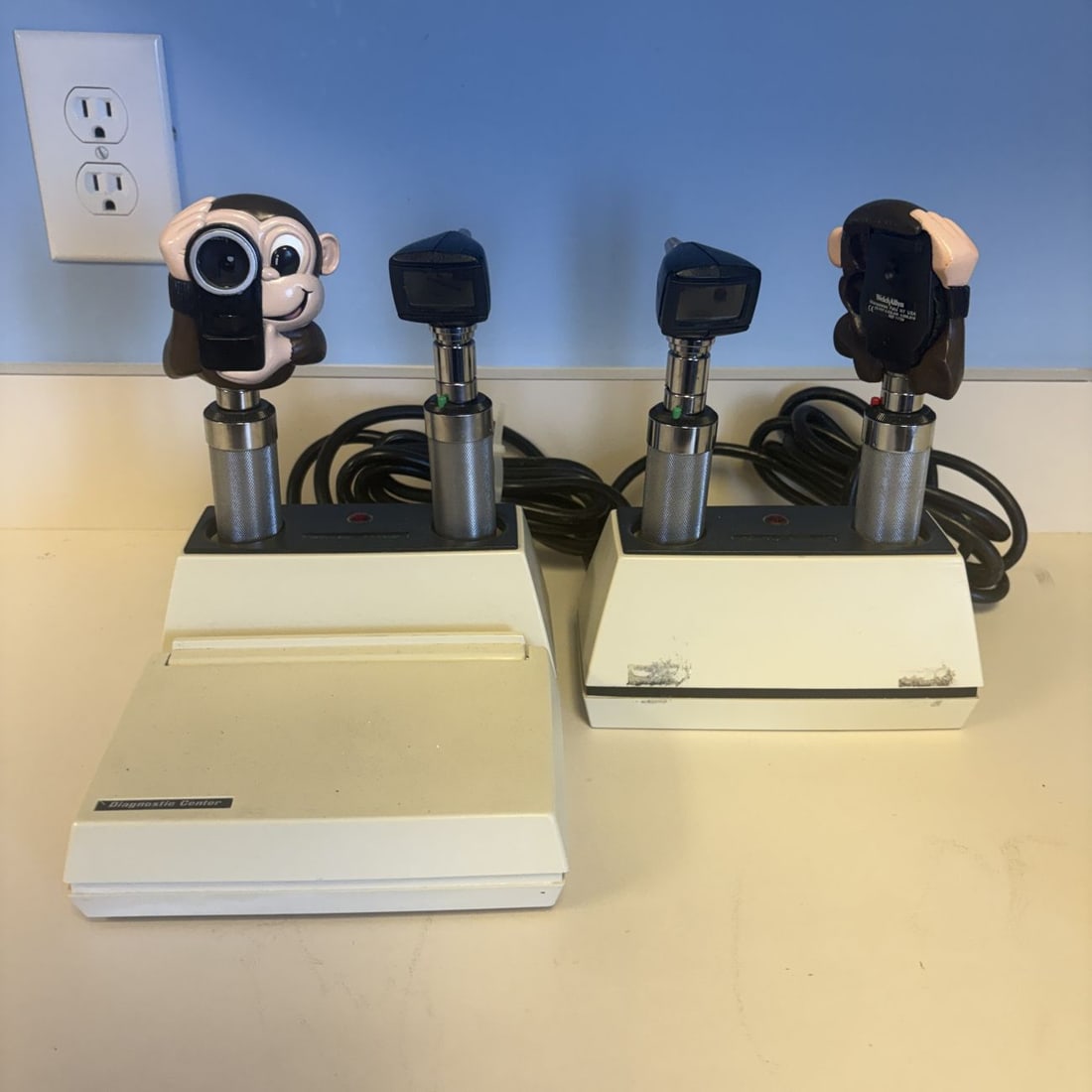 A Pair of Welch Allyn Diagnostic Centers with Pediatric Instrument Heads (1 of 4)