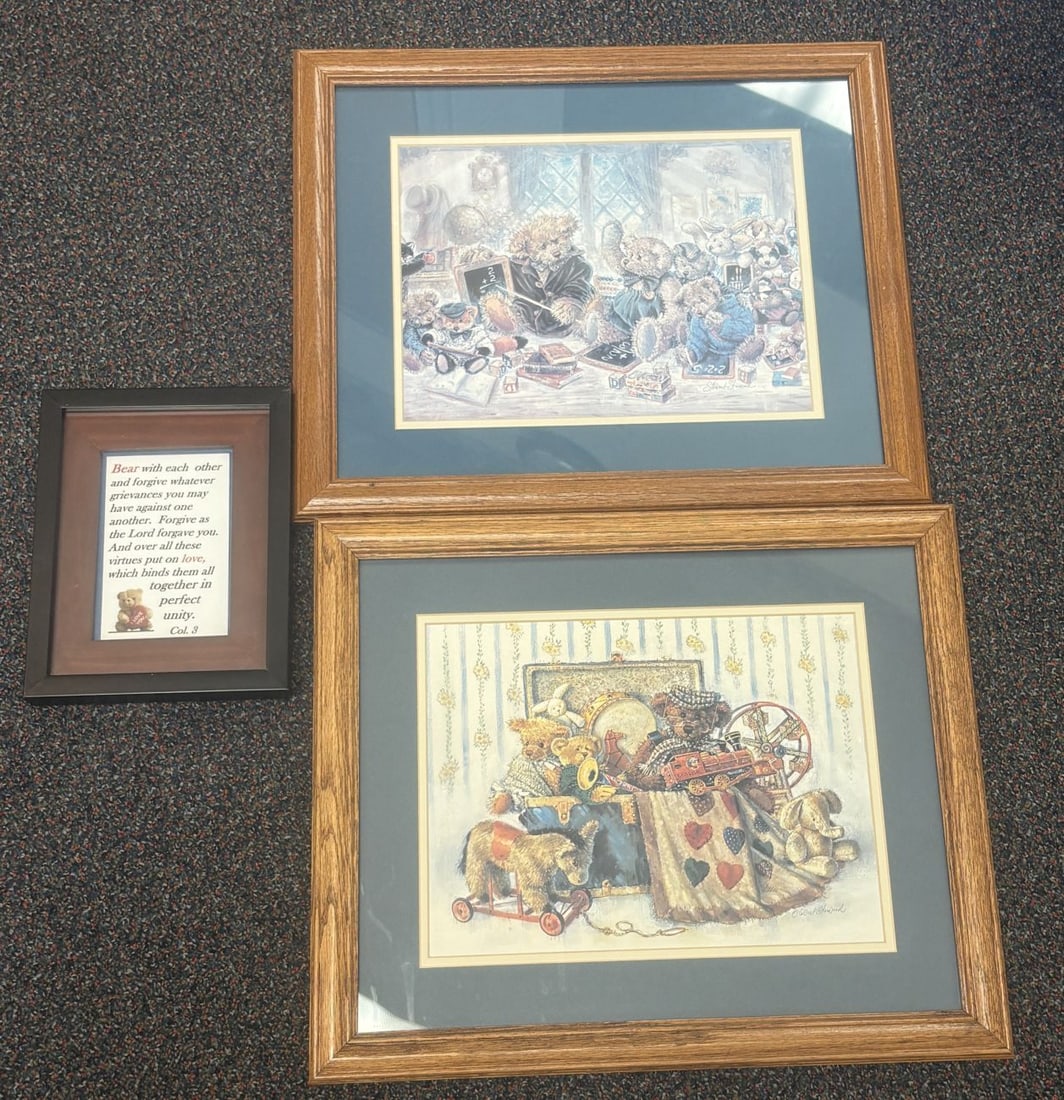 Stewart Sherwood Signed Teddy Bear Prints and Framed Scripture Trio (1 of 4)