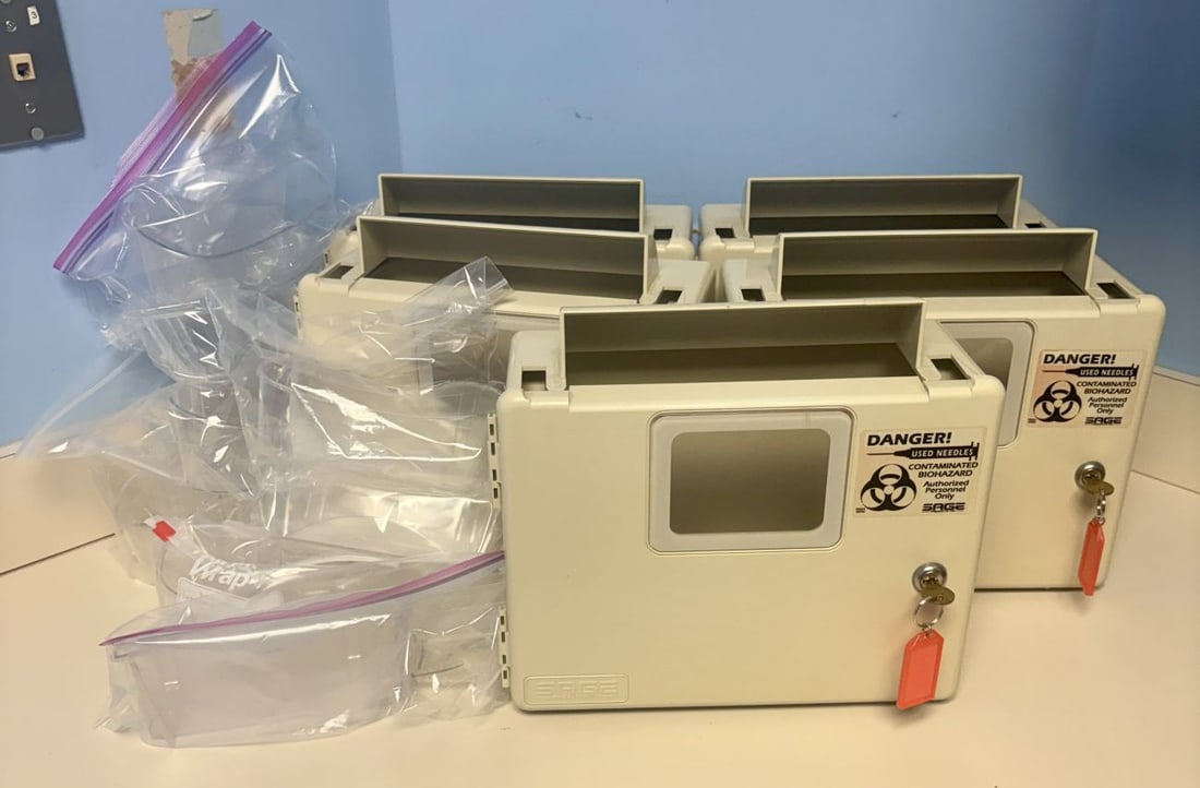 Five Sage Products Inc Locking Wall Mount Sharps Container Enclosures with Keys and Liners (1 of 6)
