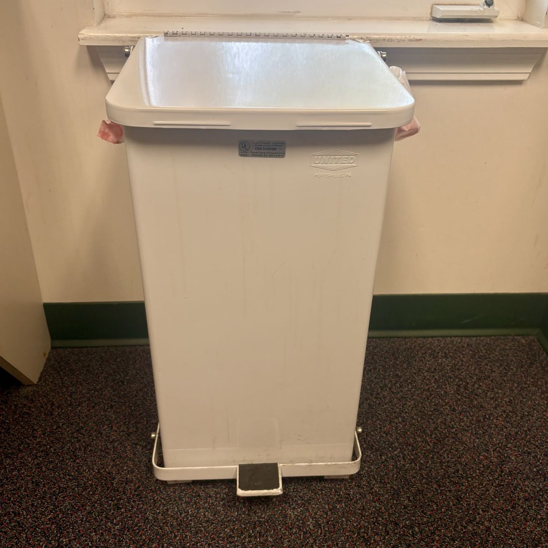 United Metal Receptacle Corp. Industrial White Painted Metal Step-On Waste Receptacle (1 of 4)