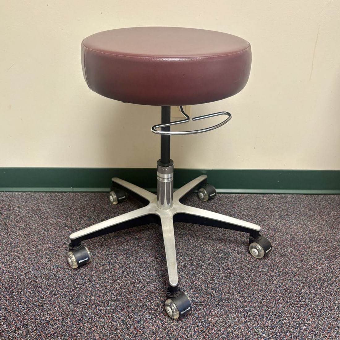 The Brewer Company Pneumatic Medical Dental Stool with Burgundy Upholstery (1 of 5)