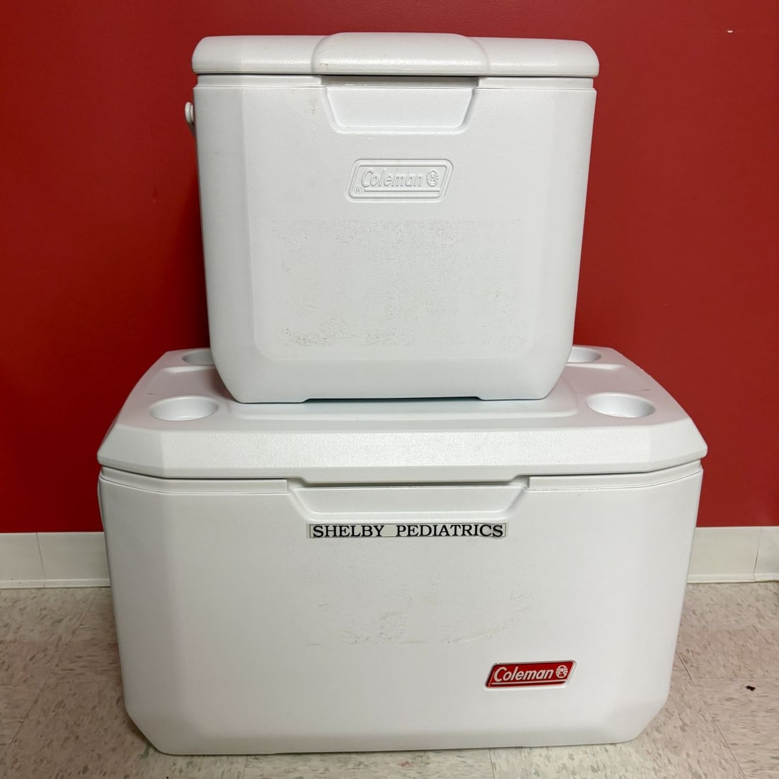 Two White Coleman Insulated Chest Coolers (1 of 5)